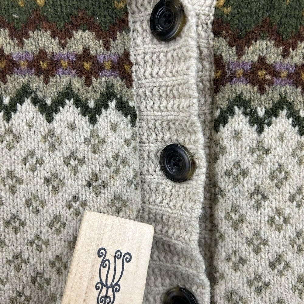 Eddie Bauer XL Womens Cardigan Sweater Wool Blend Fair Isle Shawl Collar VTG - Picture 7 of 16